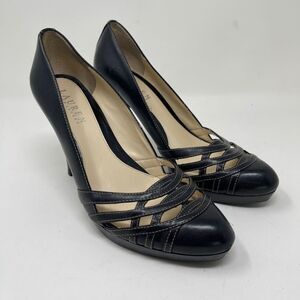Lauren Ralph Lauren Women's Stiletto Heels Slip On Pumps Black Leather Size 7M